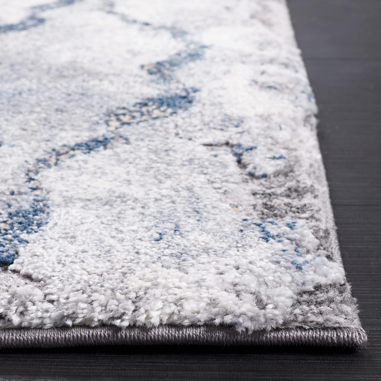 Cyrus Shag CYR121 Power Loomed Indoor Area Rug - Ivory/Blue - 6'7"x9'2" - Safavieh