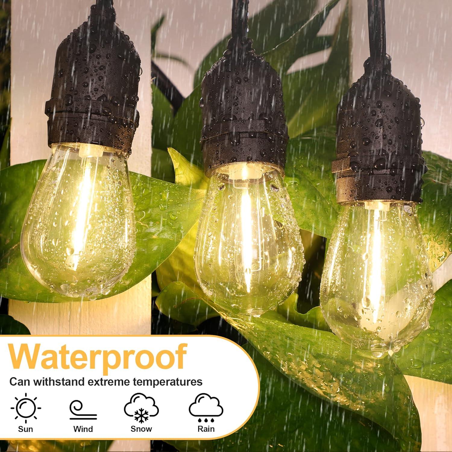 Svater Replacement Bulbs for Outdoor String Lights, 15 Pack S14 LED Bulbs for Patio, E26 Base 1W Bulb Equal to 11W Incandescent, Dimmable,Shatterproof 2700K Warm White