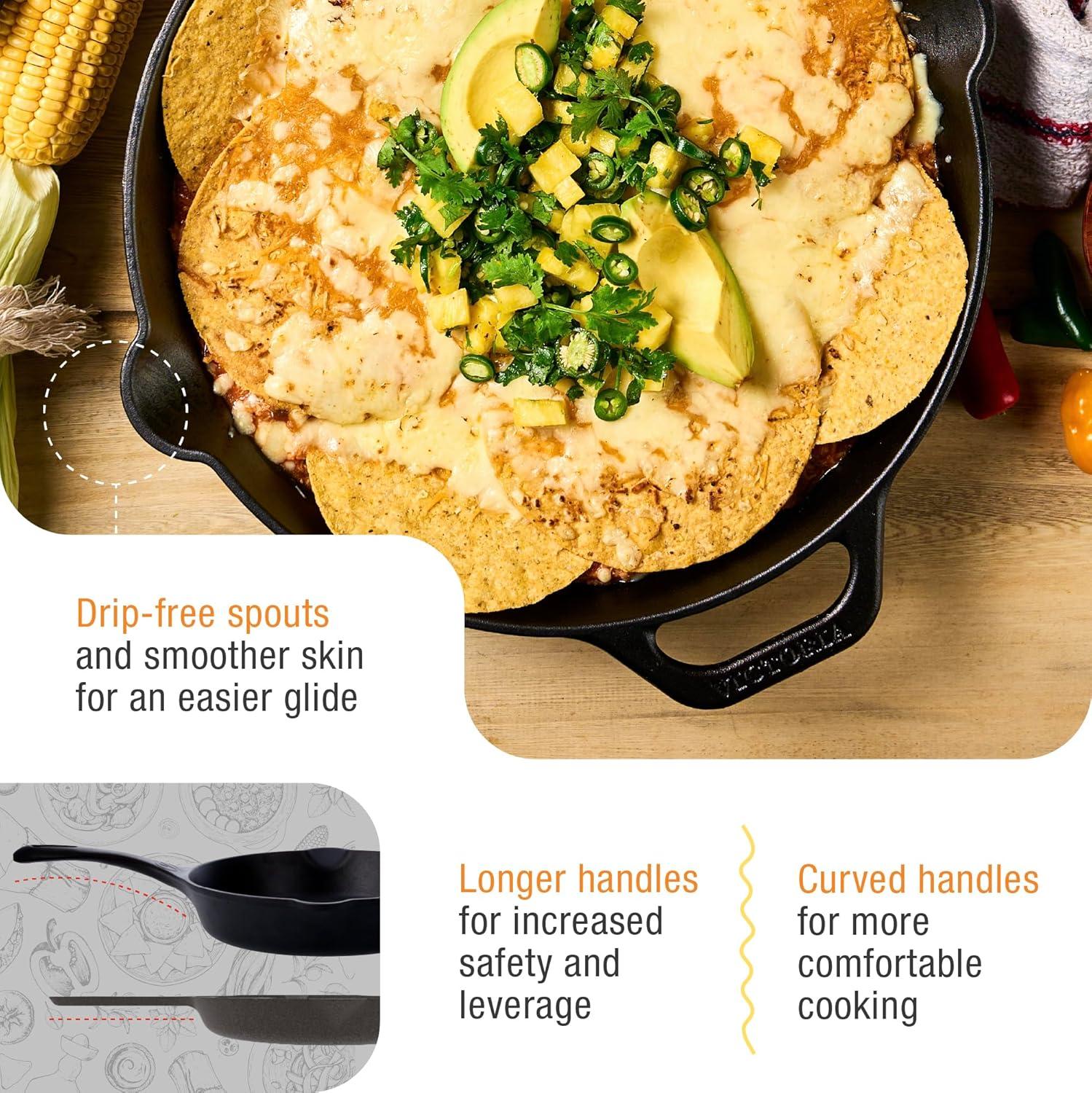 Victoria 12-Inch Day of the Dead La Calaca Cast Iron Skillet, Dia de los Muertos Seasoned Cast Iron Frying Pan with Long Handle, Made in Colombia