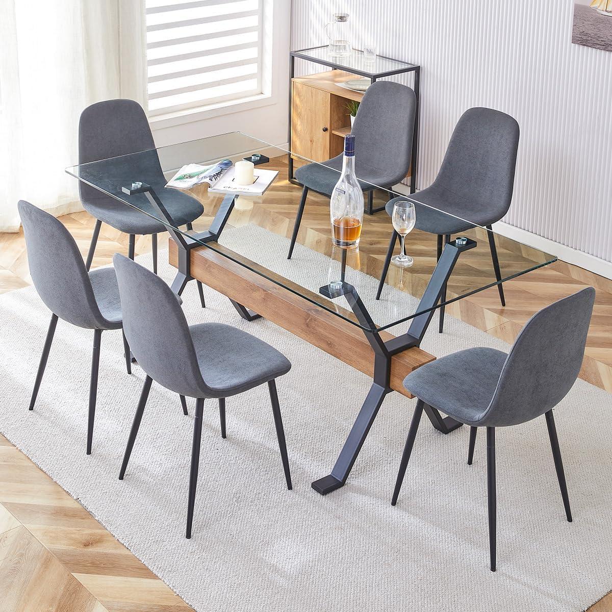 Ivy Bronx 7-Piece Glass Top Dining Table Sets | Wayfair