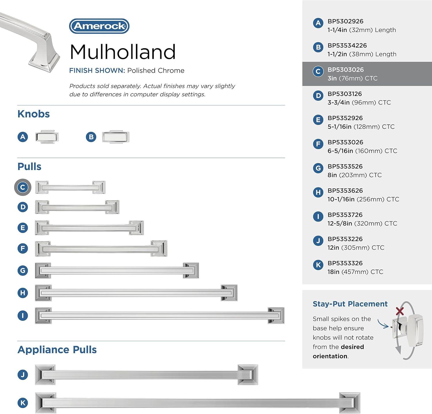 Mulholland 3" Center to Center Bar Pull