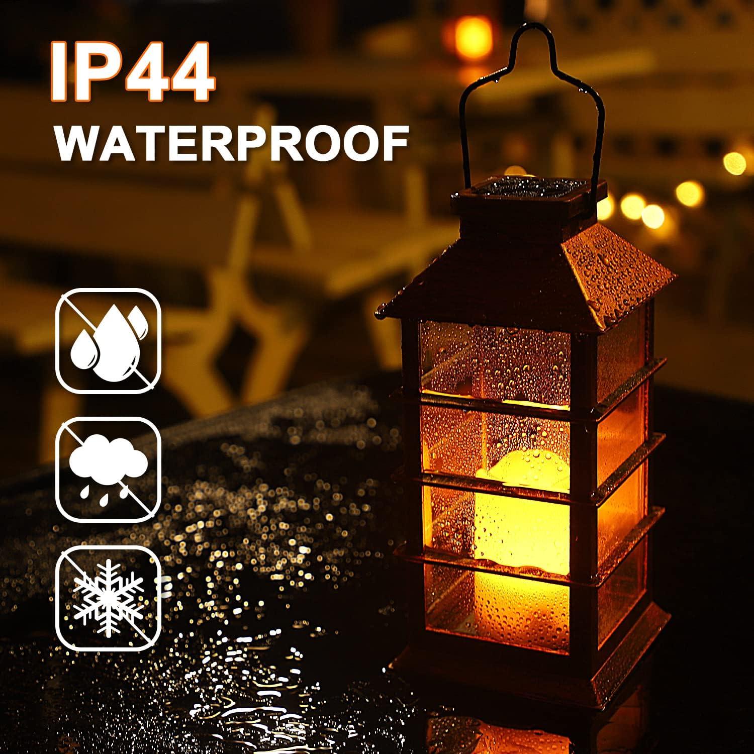 2 Pack Christmas MSF2 Lantern,Outdoor Garden Hanging Lantern-Waterproof Lanterns Plastic Flickering Flameless Candle Mission Lights for Christmas Table, Outdoor, Party Decorative (Bronze)