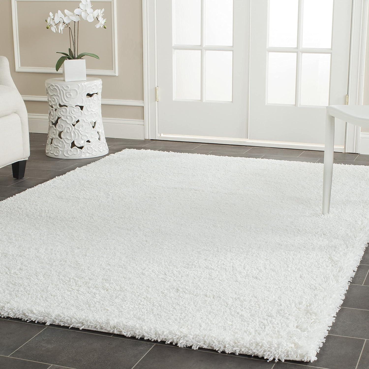 Shag SG151 Power Loomed Indoor Accent Rug - White - 3'x5' - Safavieh.