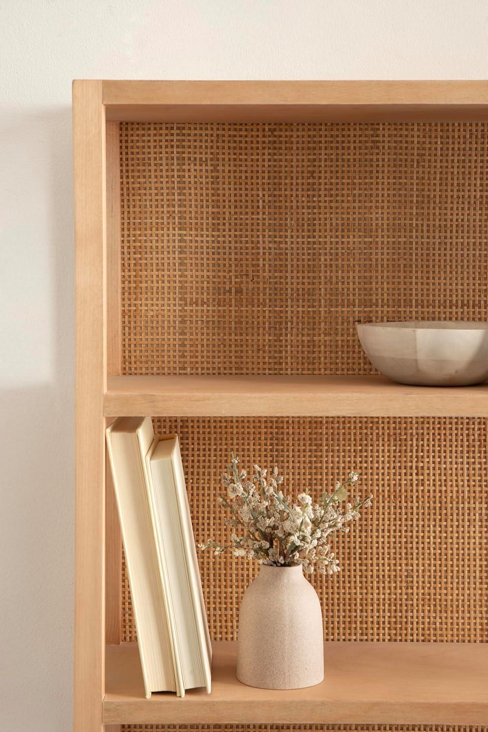 Kate & Laurel All Things Decor 30" Ori Rattan/Wood Wall Shelf Natural