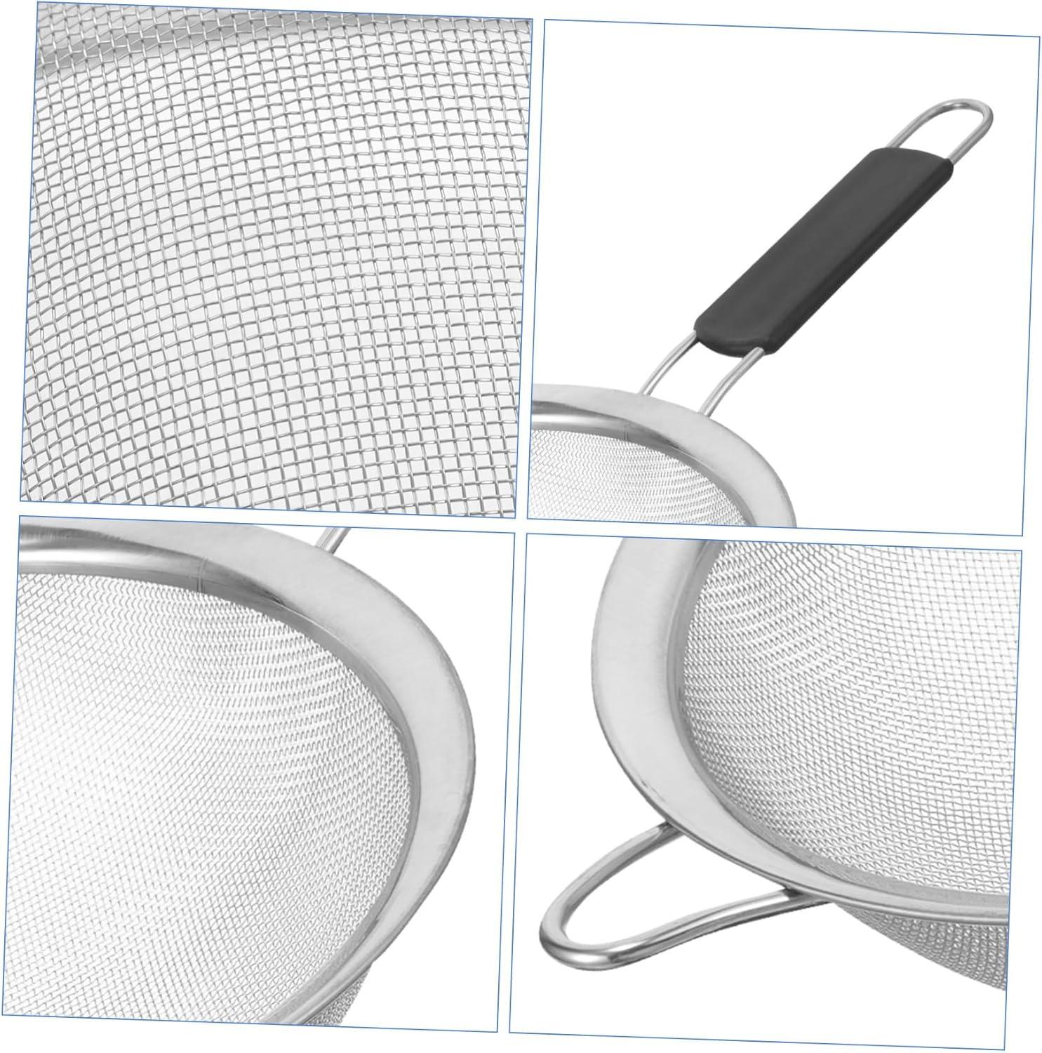 Kafoor 9" Large Fine Mesh Strainer with Thermo Plastic Rubber Handle - Sieve Fine Mesh Stainless Steel - Ideal to Strain Pasta, Quinoa and Rice.