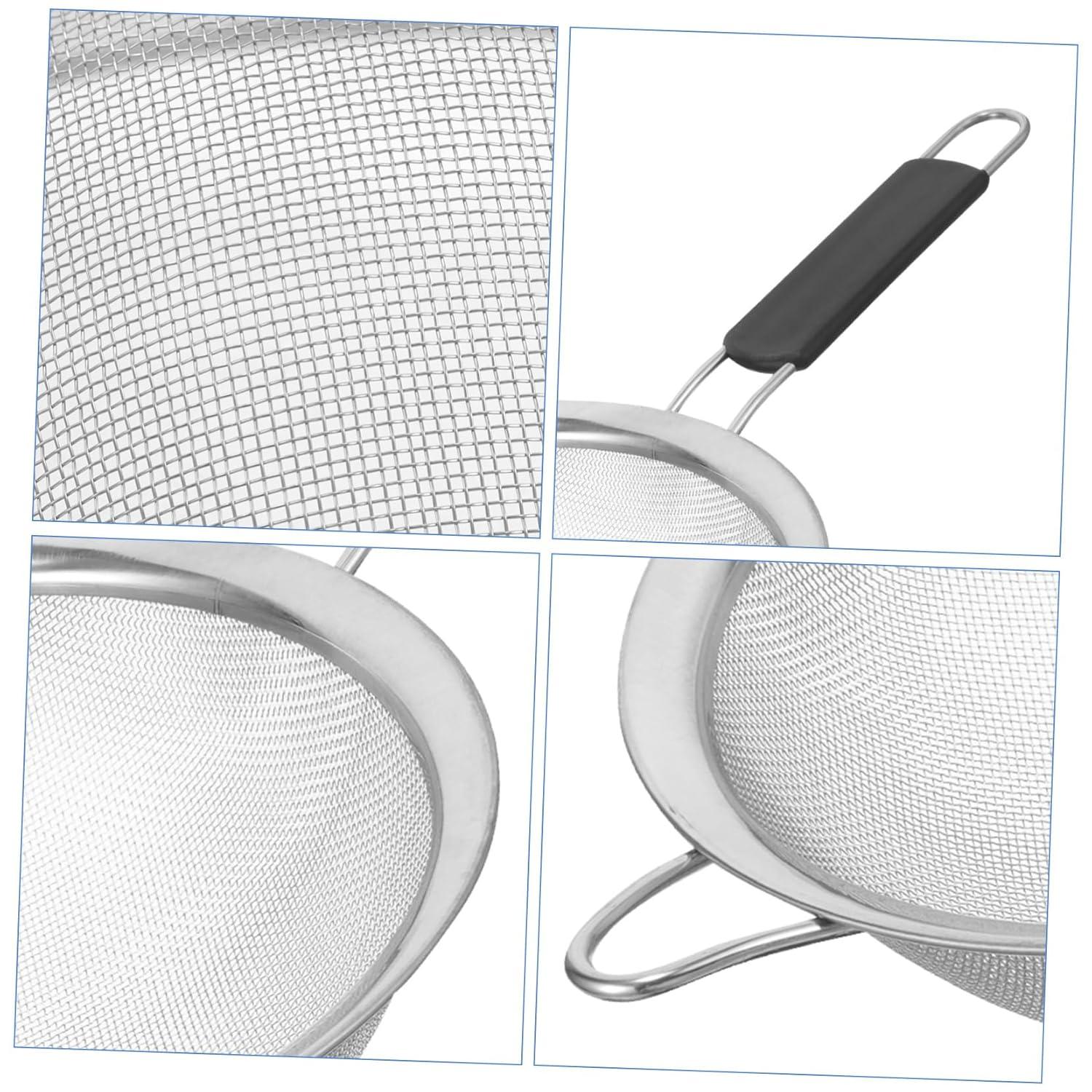 Kafoor 9" Large Fine Mesh Strainer with Thermo Plastic Rubber Handle - Sieve Fine Mesh Stainless Steel - Ideal to Strain Pasta, Quinoa and Rice.