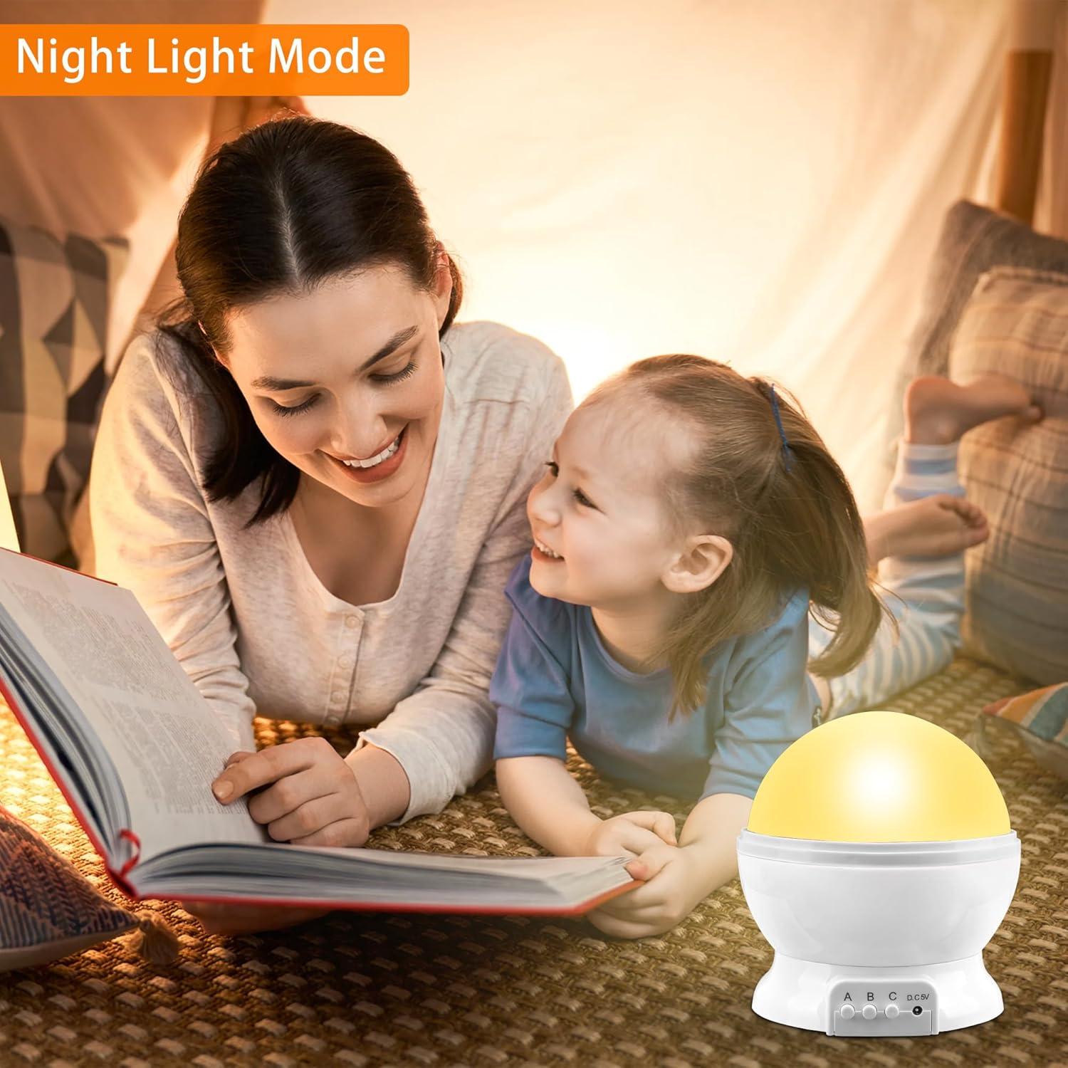 MOKOQI Star Projector Night Lights for Kids, Fun Gifts for 1-4-6-14 Year Old Girl and Boy, Projection Lamp for Kids Bedroom Ceiling, Stars and Moon for Child Asleep Peacefully (White)