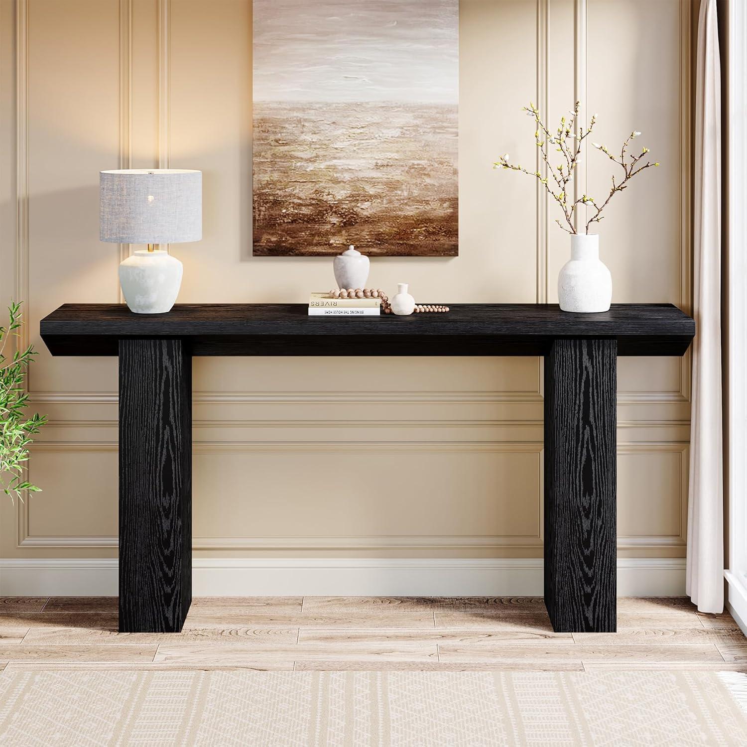 GIODIR 63 Inch Long Console Table, Rustic Wooden Sofa Table Behind Couch, Farmhouse Entryway Table, Industrial Accent Furniture For Entrance, Foyer, Hallway, Living Room