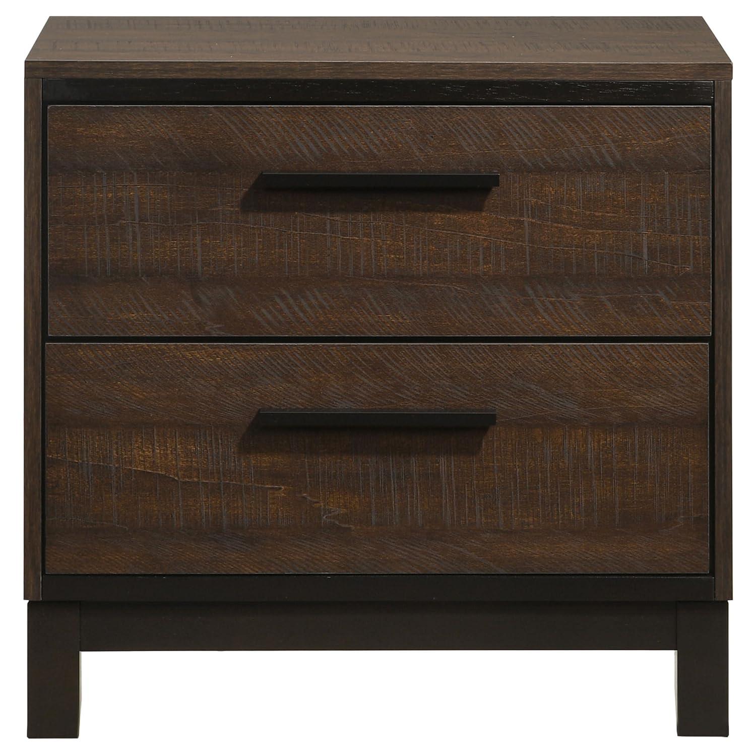 SIMPLE RELAX Edmonton 2 Drawer Nightstand, Rustic Tobacco, Dark Bronze