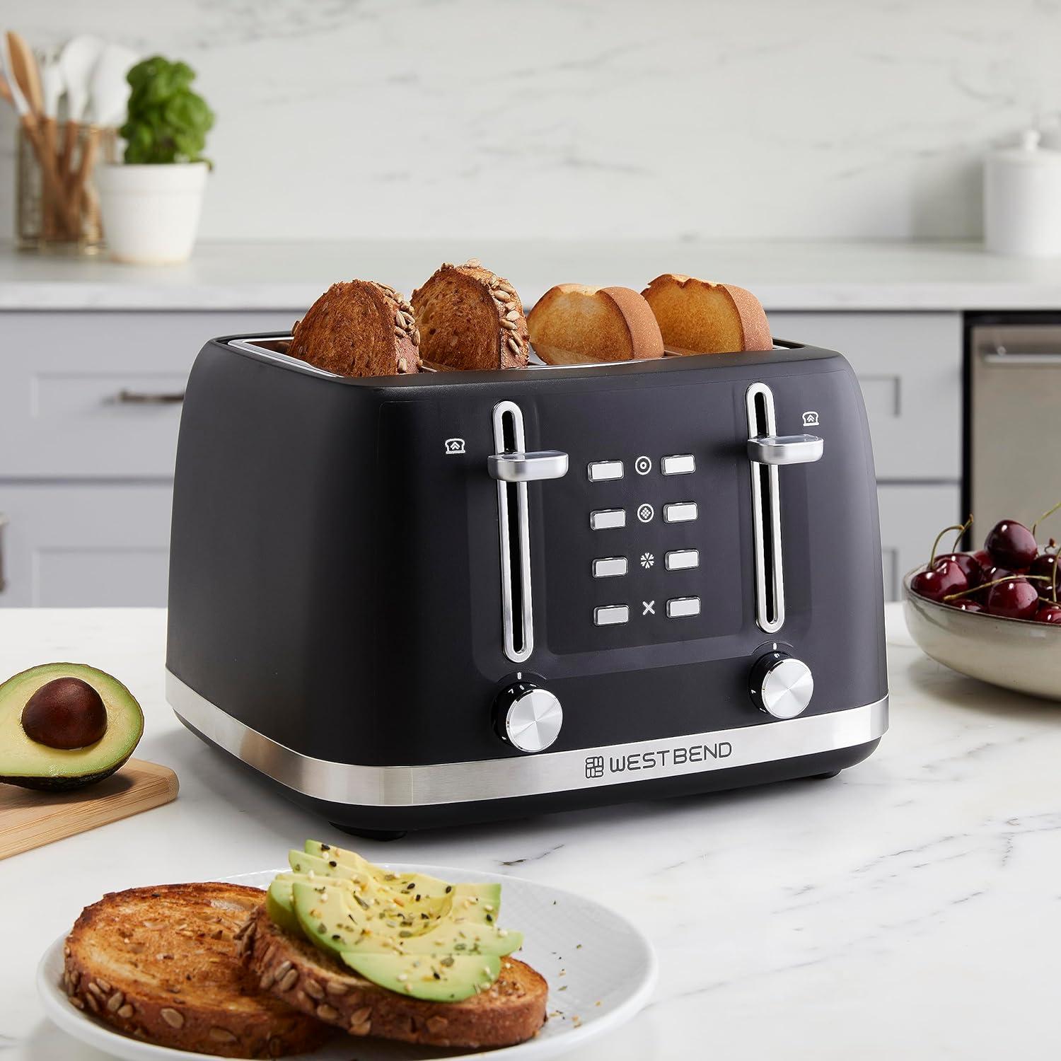 Toaster 4 Slice Extra-Wide and Deep Slots with 3 Functions and 7 Shade Settings Manual Lift Lever and Auto-Shut Off, 1500-Watts, Black