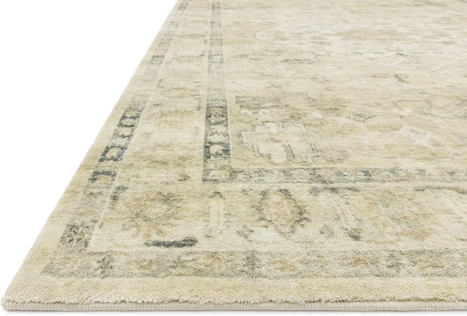 Ivory and Sand Synthetic Oriental Stain-Resistant Rug, 2'-2" x 5'