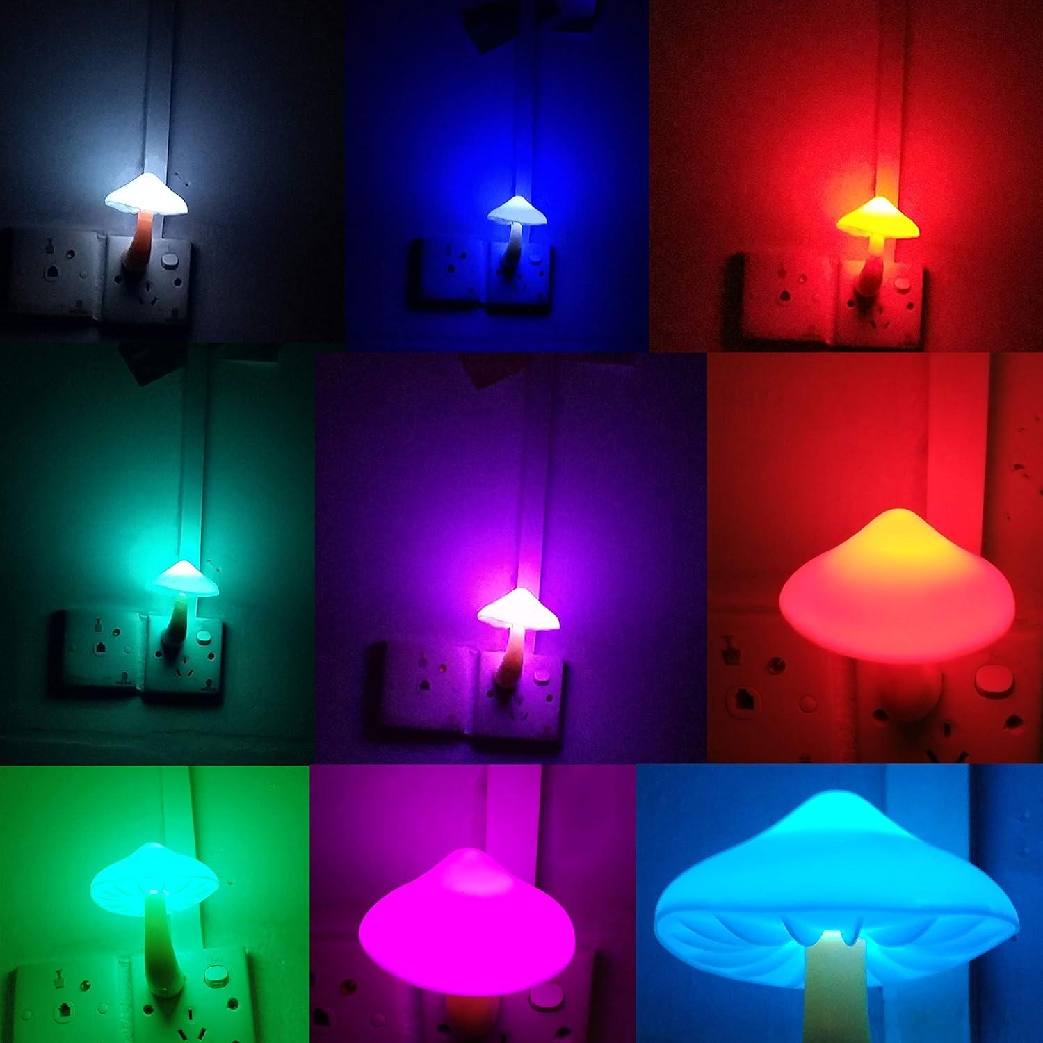 Color-Changing Mushroom LED Night Light with Sensor, 2-Pack