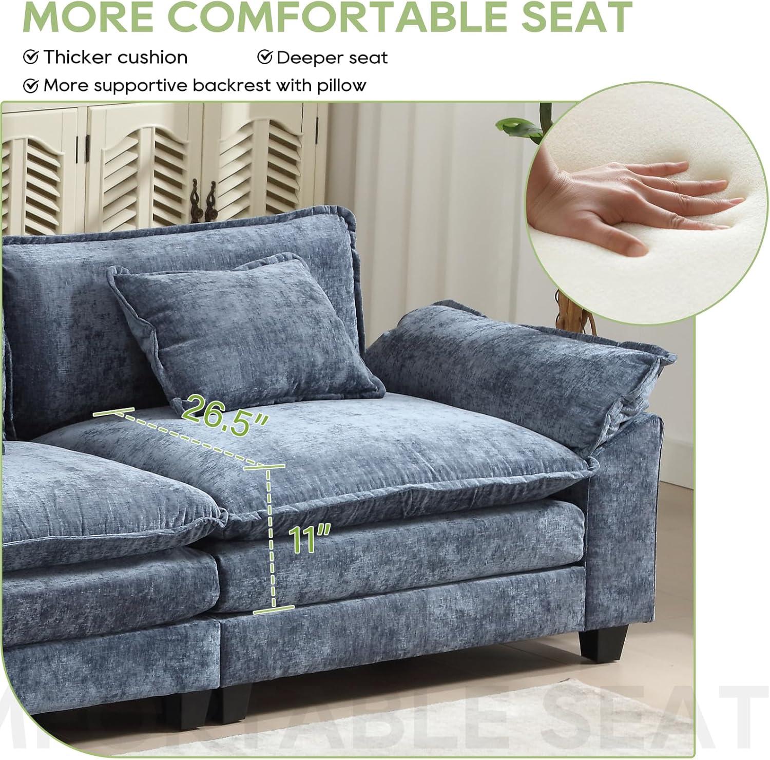 Carbaugh 154" Oversized U Shaped Sectional Sofa, Comfy Cloud Couch Deep Sectional Sofa with Ottomans for Living Room