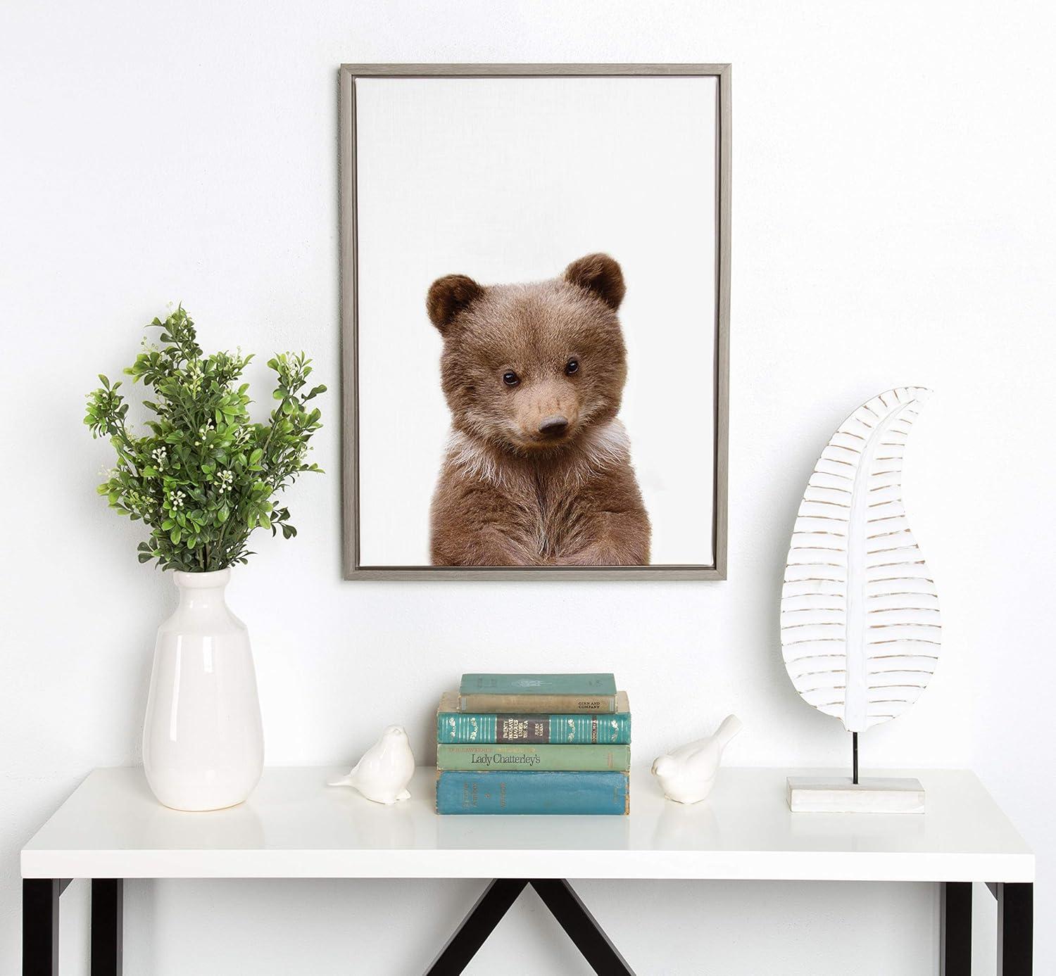 Baby Bear Animal Print Framed Canvas Wall Art