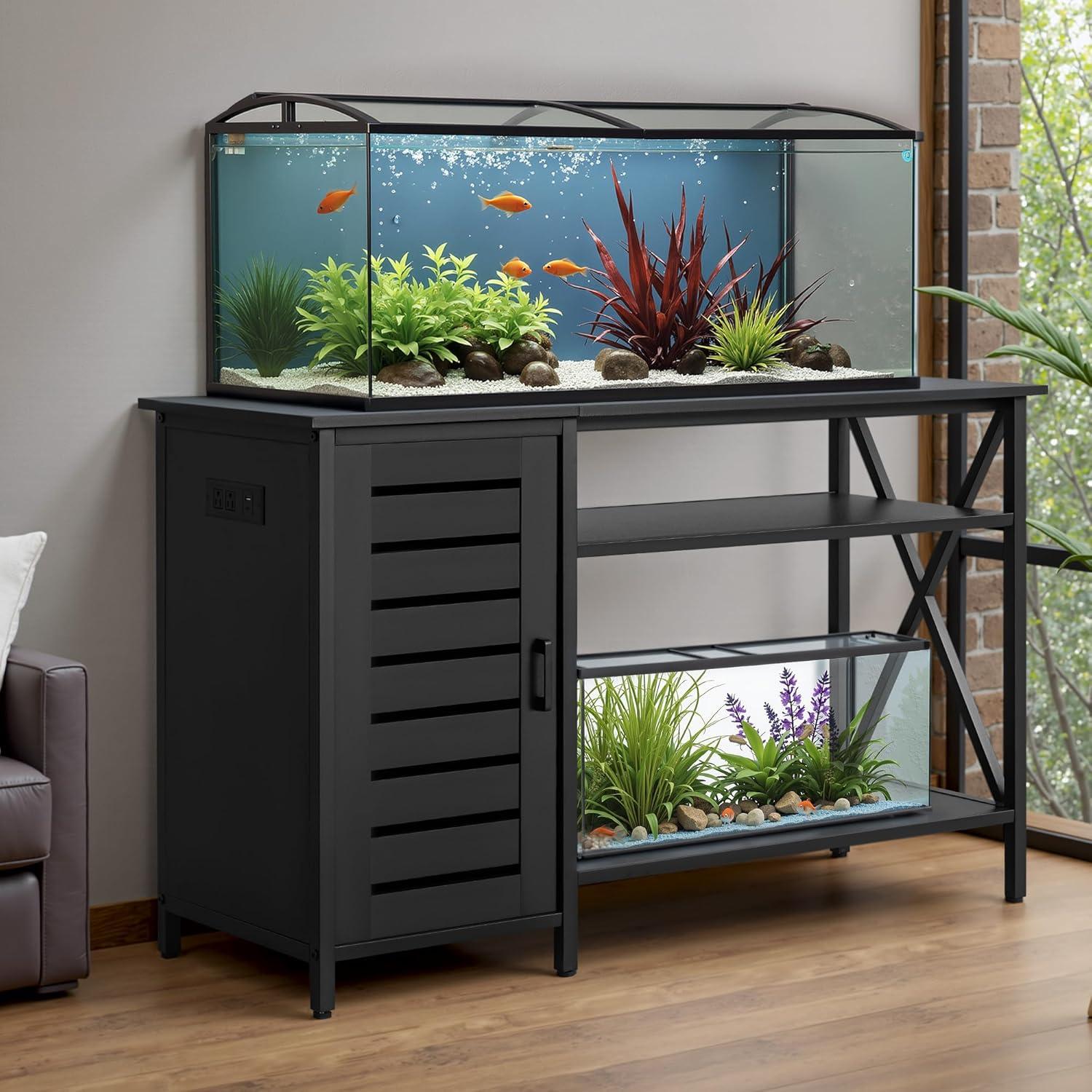 Tucker Murphy Pet™ Fish Tank Stand - 55-75 Gallon Wooden Aquarium Stand With Storage Cabinet For Fish Tank Accessories - 770 LBS Capacity, 51"X19.6"X35"H