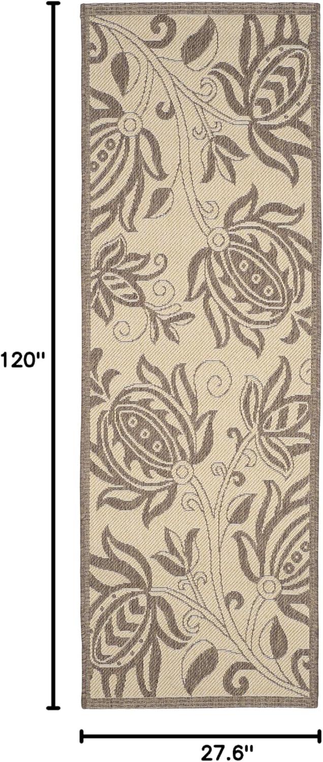 Safavieh Courtyard Crystal Floral Indoor/Outdoor Indoor/Outdoor Runner Rug, 2'3" x 10', Natural/Brown