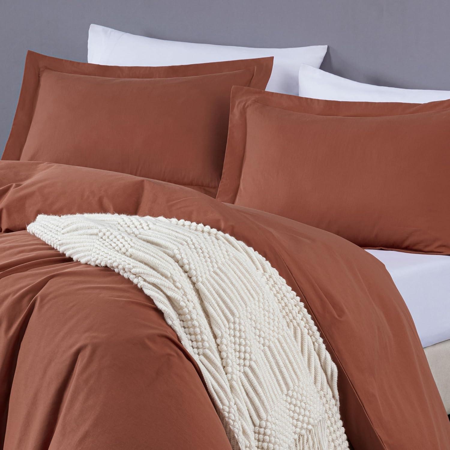 Chezmoi Collection Cotton Twill Solid Duvet Cover Set