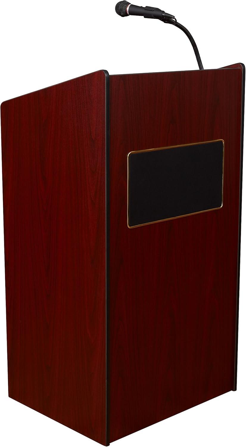 Mahogany Executive Multimedia Sound Lectern with Microphones