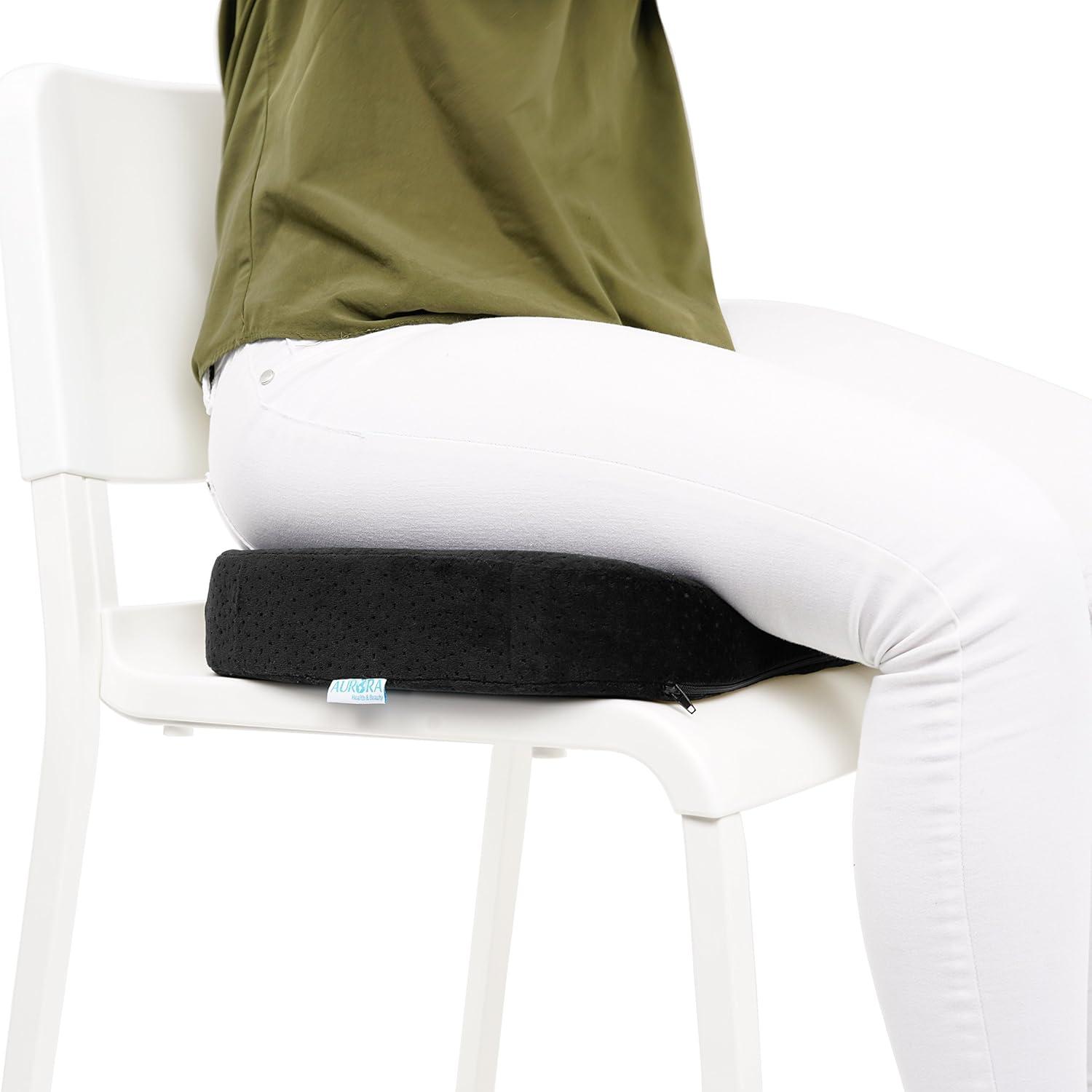 Aurora Health & Beauty  Black Orthopedically Back Designed Memory Foam Coccyx Cushion Seat