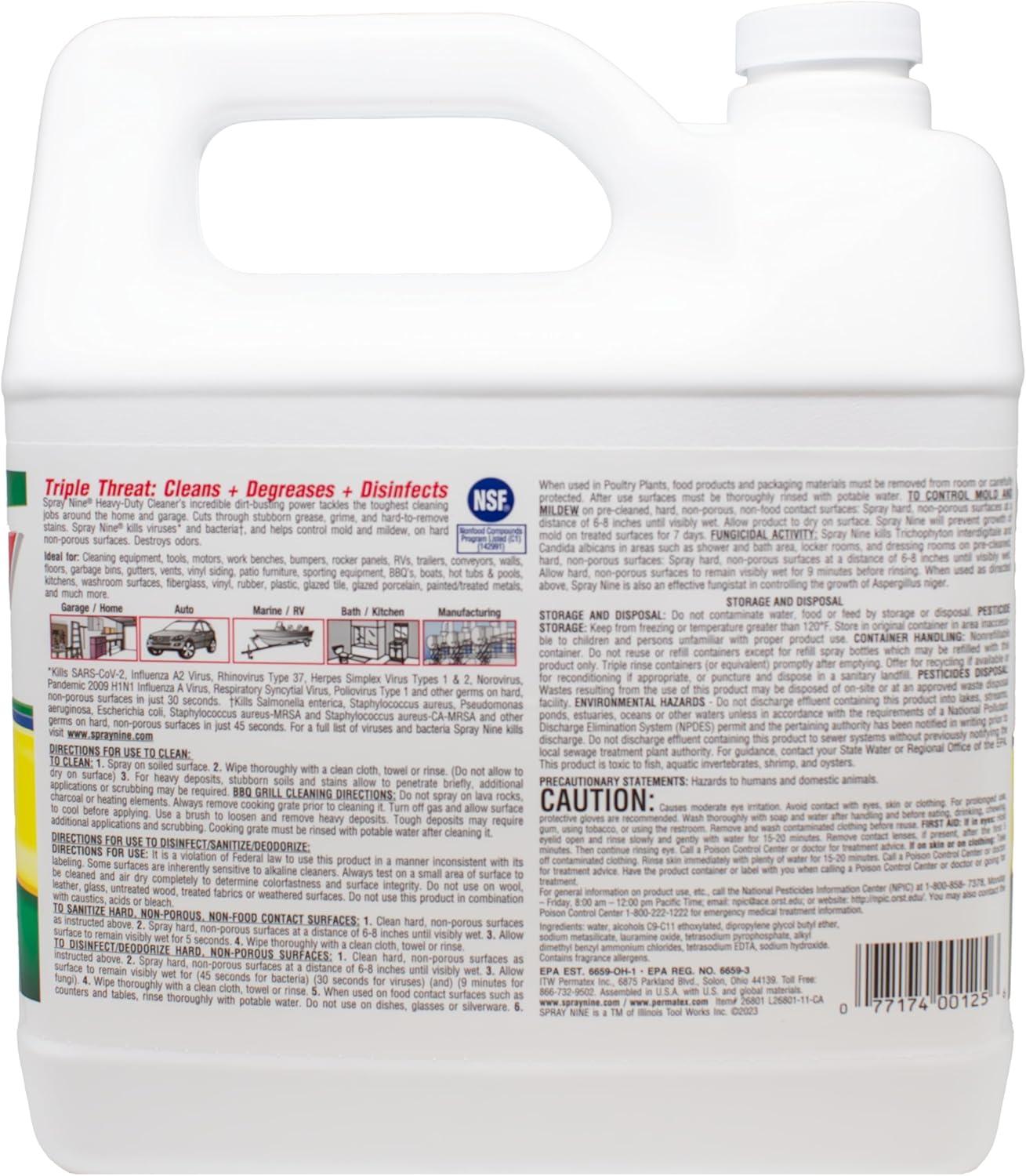 Spray Nine Permatex Multipurpose Cleaner/Disinfectant 1 Gallon - 26801