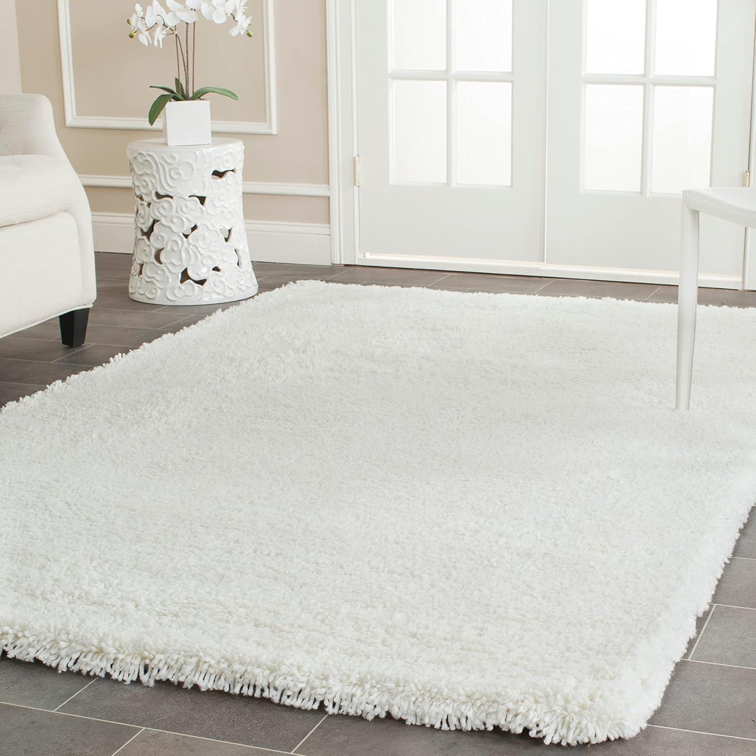 Taupe Hand-Tufted Shag Area Rug, 3' x 5', Easy Care Synthetic