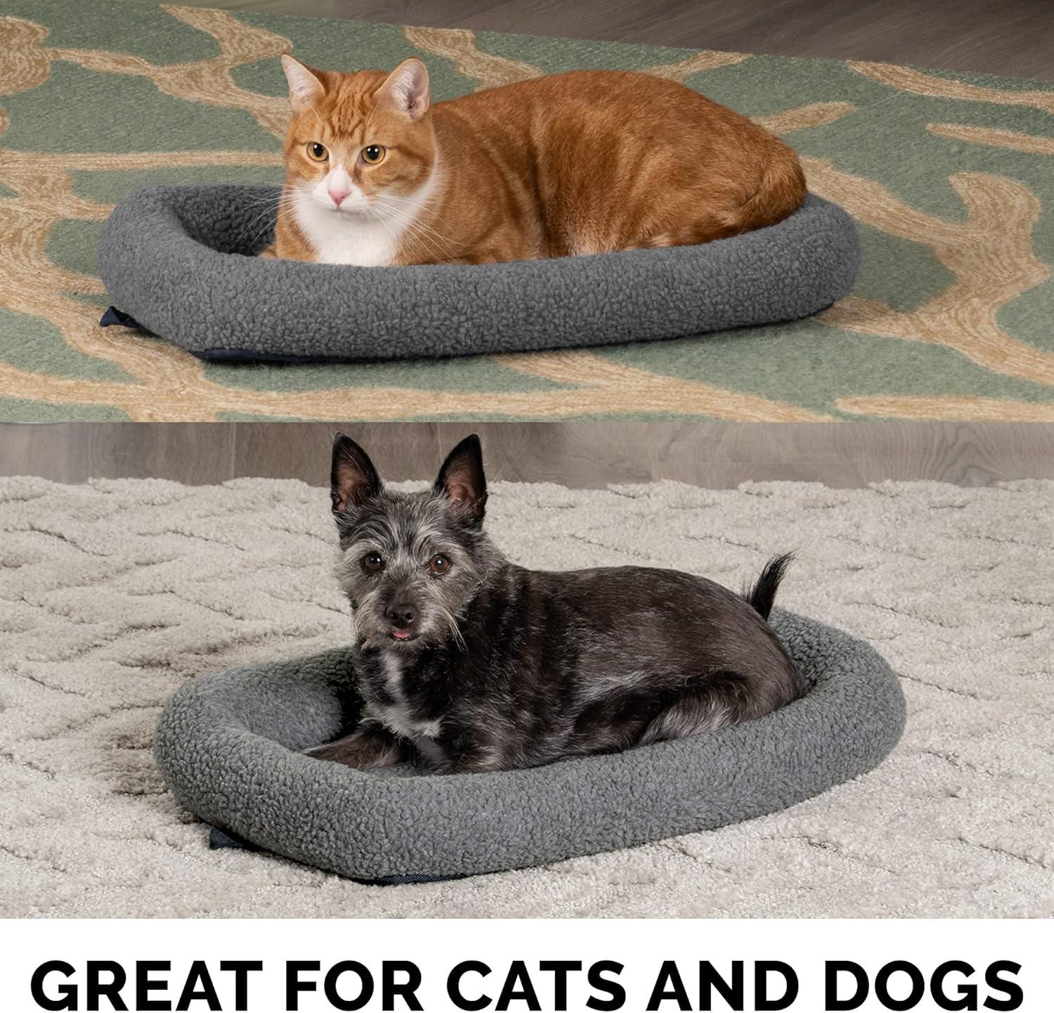 FurHaven Faux Lambswool Crate Bolster Pet Bed