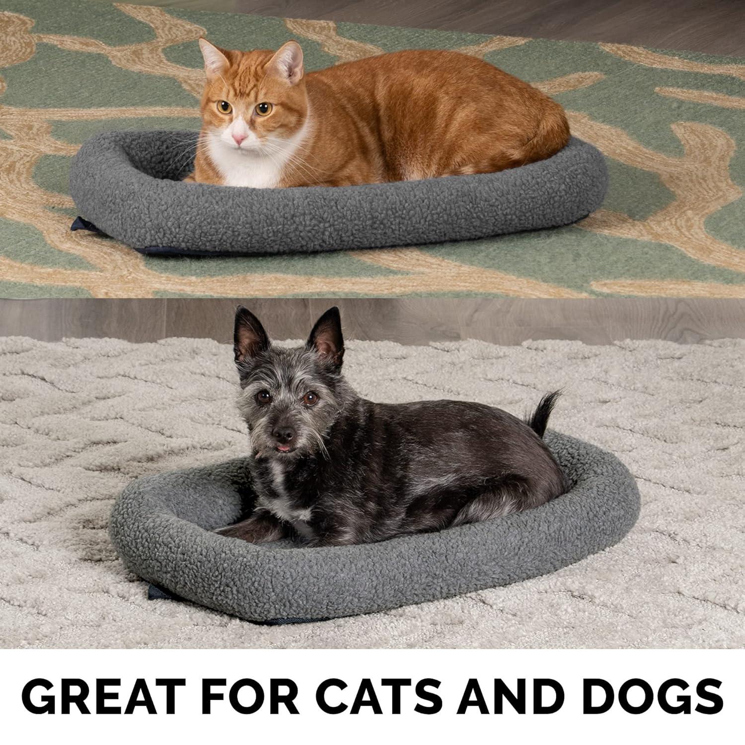 FurHaven Faux Lambswool Crate Bolster Pet Bed