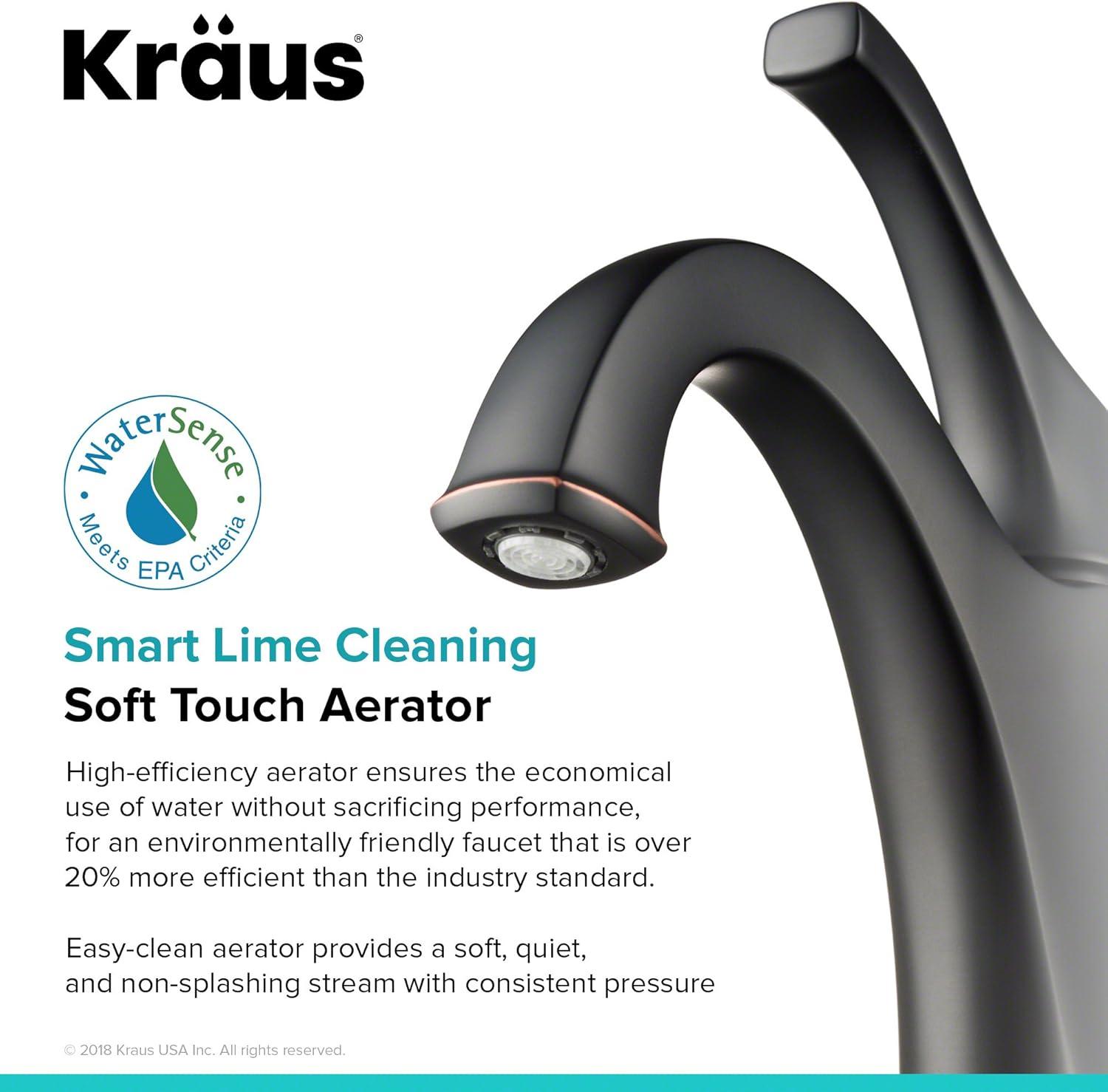 Kraus Arlo Single Hole 1-Handle WaterSense Bathroom Sink Faucet with Drain and Deck Plate