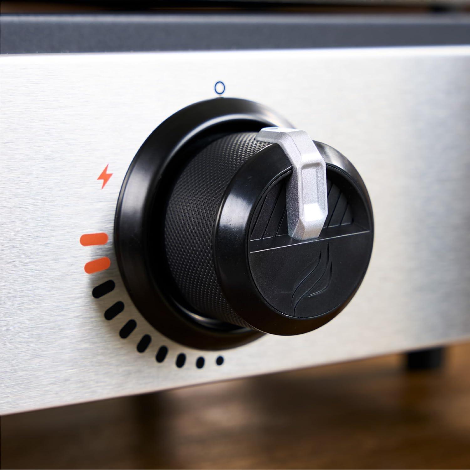 Original 17” Tabletop Griddle with Stainless Steel Front Plate, Powder Coated Steel, Black