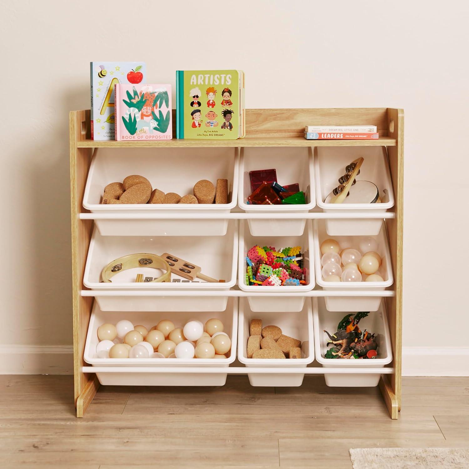 ECR4Kids ECR4Kids 3-Tier Organizer with Shelf and 9 Bins, Toy Storage