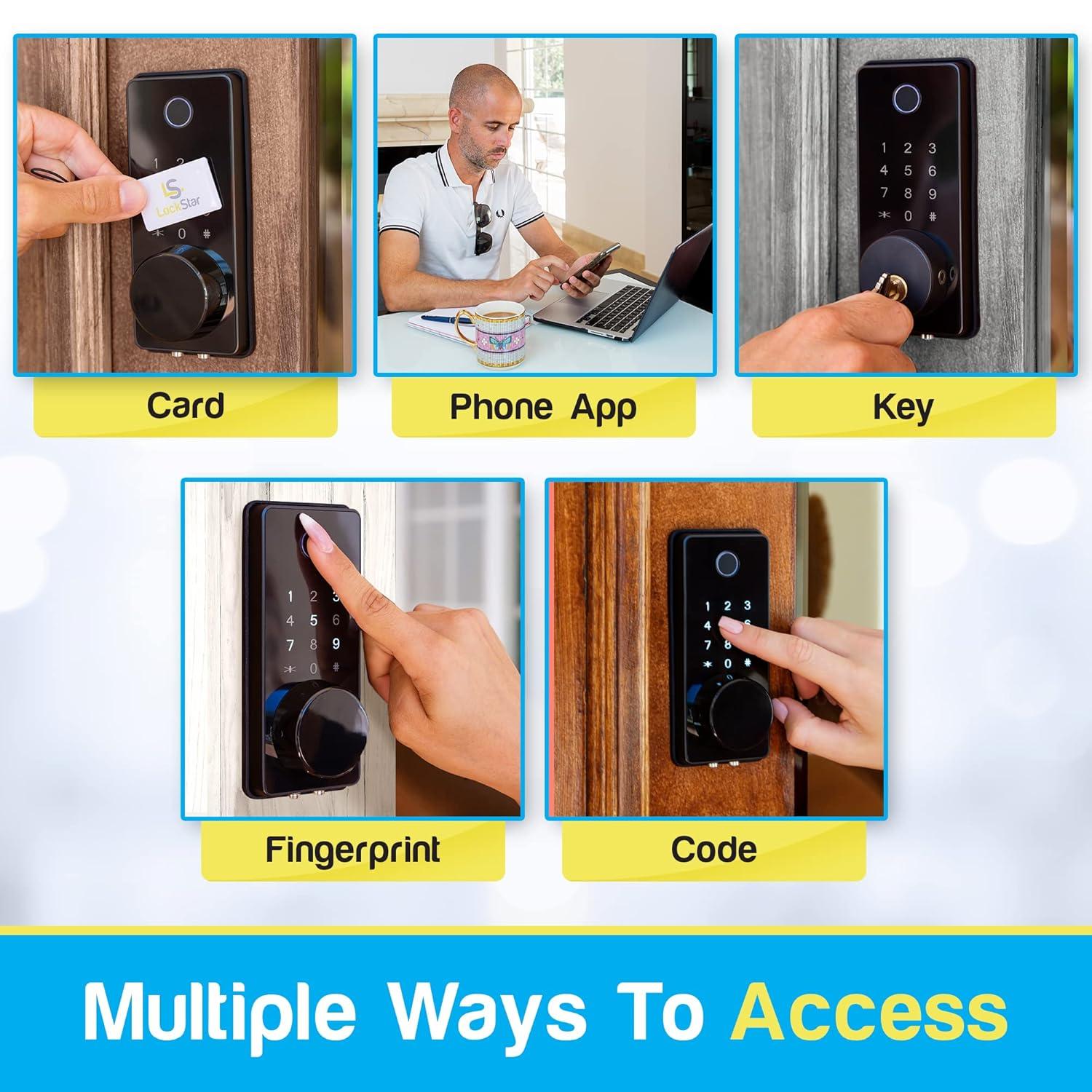 WEILAILIFE Smart Lock Keyless Entry Fingerprint Home Door, WEILAILIFE Touchscreen Keypad with APP Control, Phone, Passcode Bluetooth Door Lock for Hotel Apartment .