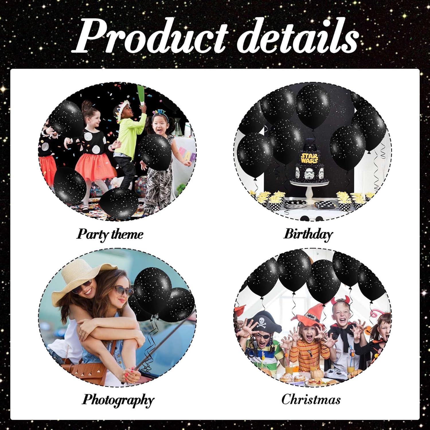 40Pcs Galaxy Balloons for Boys Galaxy Birthday Party Decorations Outer Space Themed Party Supplies Black Star Latex Balloon Garland Black and White Balloons for Kids