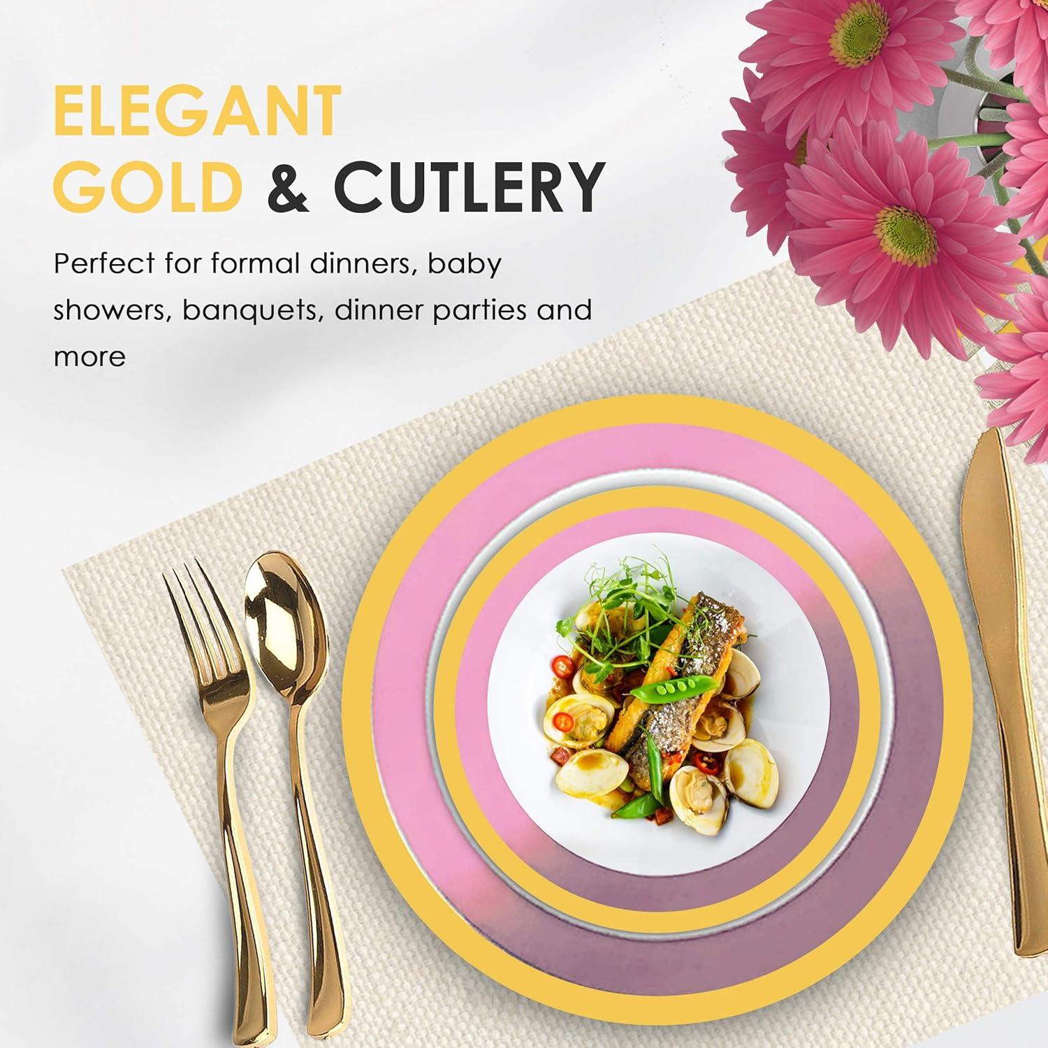 Stock Your Home Elegant Plastic Party Supply Set, Includes 25 Dinner Plates, 125 Pieces