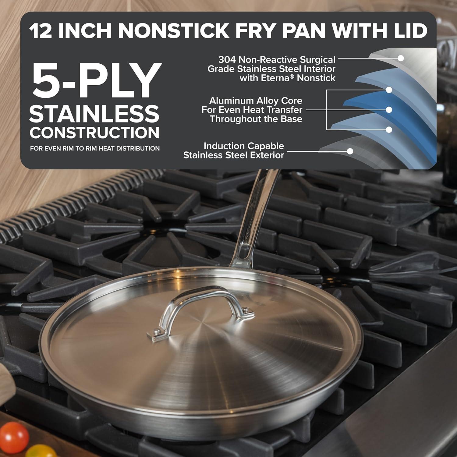 Viking 12" Stainless Steel Nonstick Fry Pan with Lid