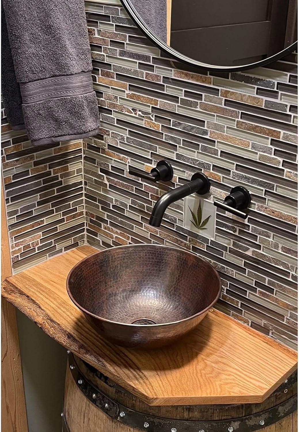 SimplyCopper  12" Round Copper Vessel Bathroom Sink - 12" x 12" x 4.5" - 12" x 12" x 4.5"