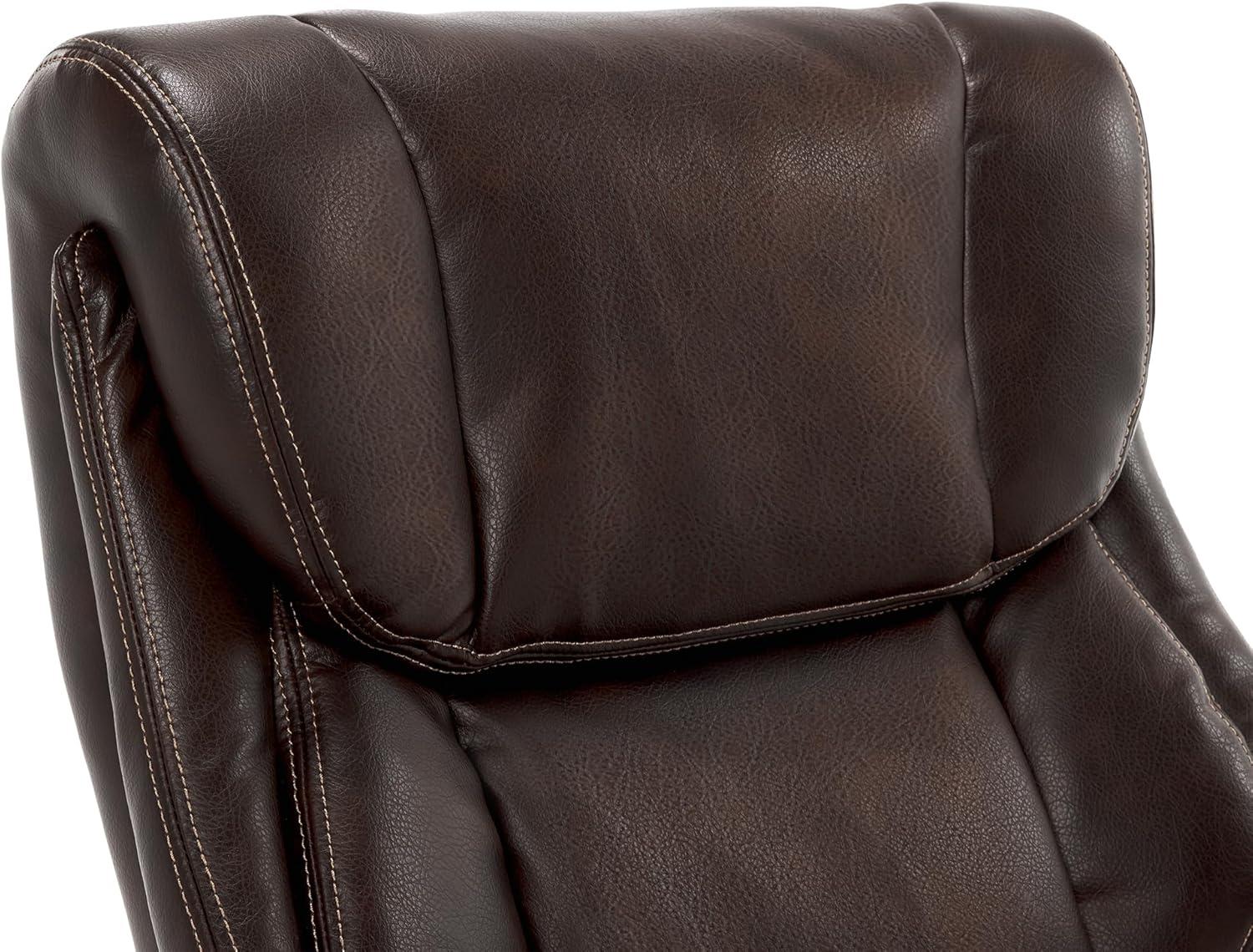 La-Z-Boy La-Z-Boy Bellamy Executive Office Chair with Memory Foam Cushions, Real Wood Arms and Swivel Base, Waterfall Seat Edge, Faux Bonded Leather
