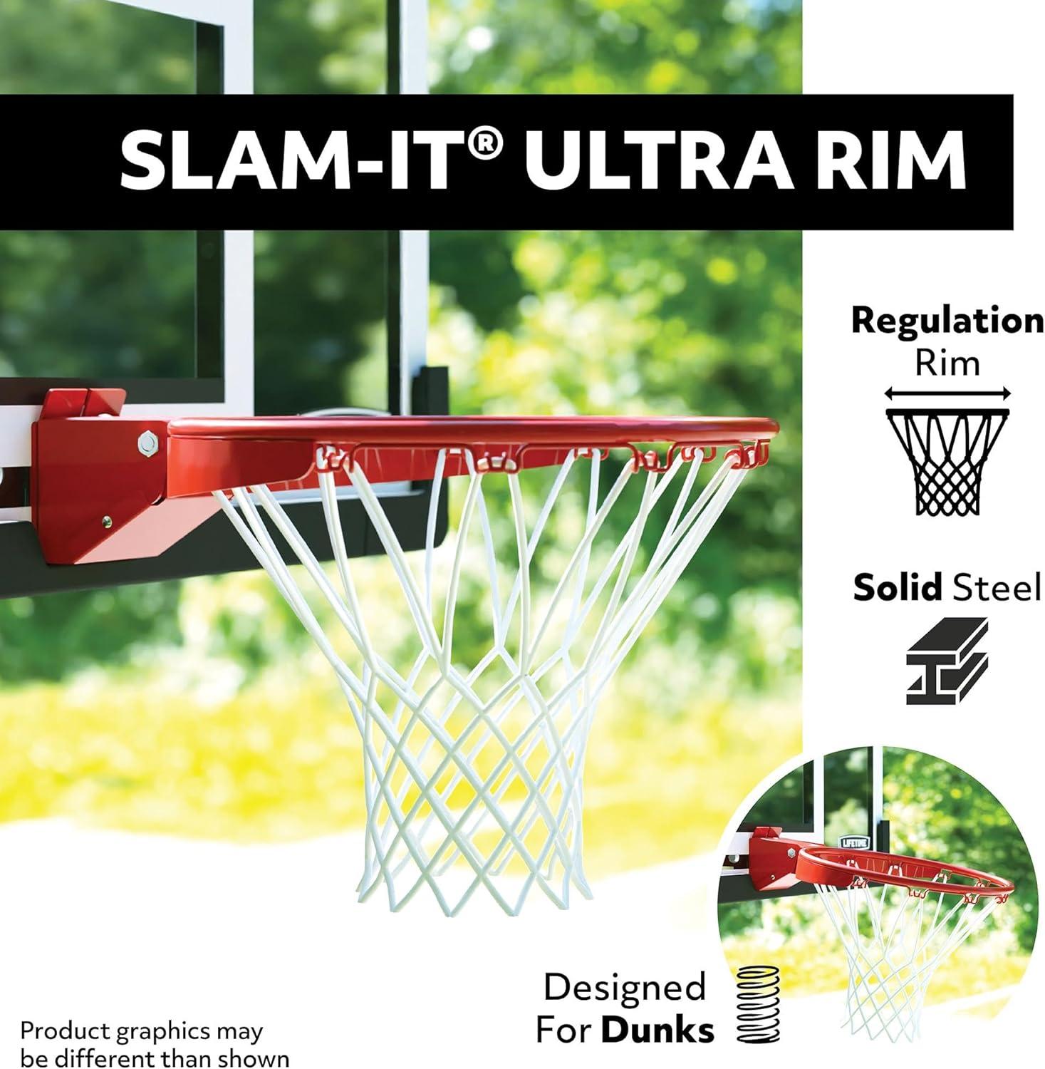 Lifetime Lifetime Height Adjustable Bolt Down Basketball Hoop (54" Tempered Glass Backboard)