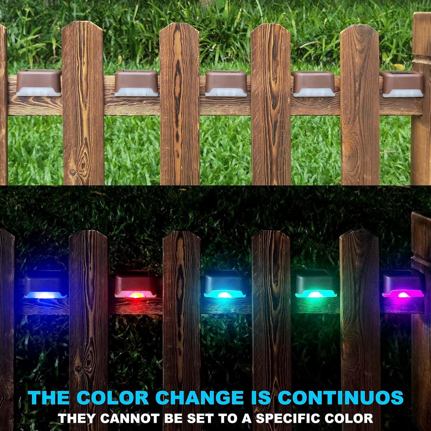 Solar Deck Lights Outdoor, 16 Pack Solar Step Lights Waterproof LED Solar Lights for Outdoor Decks, Railing,Stairs, Step, Fence, Yard, and Patio Christmas Decoration Lights, Colorful