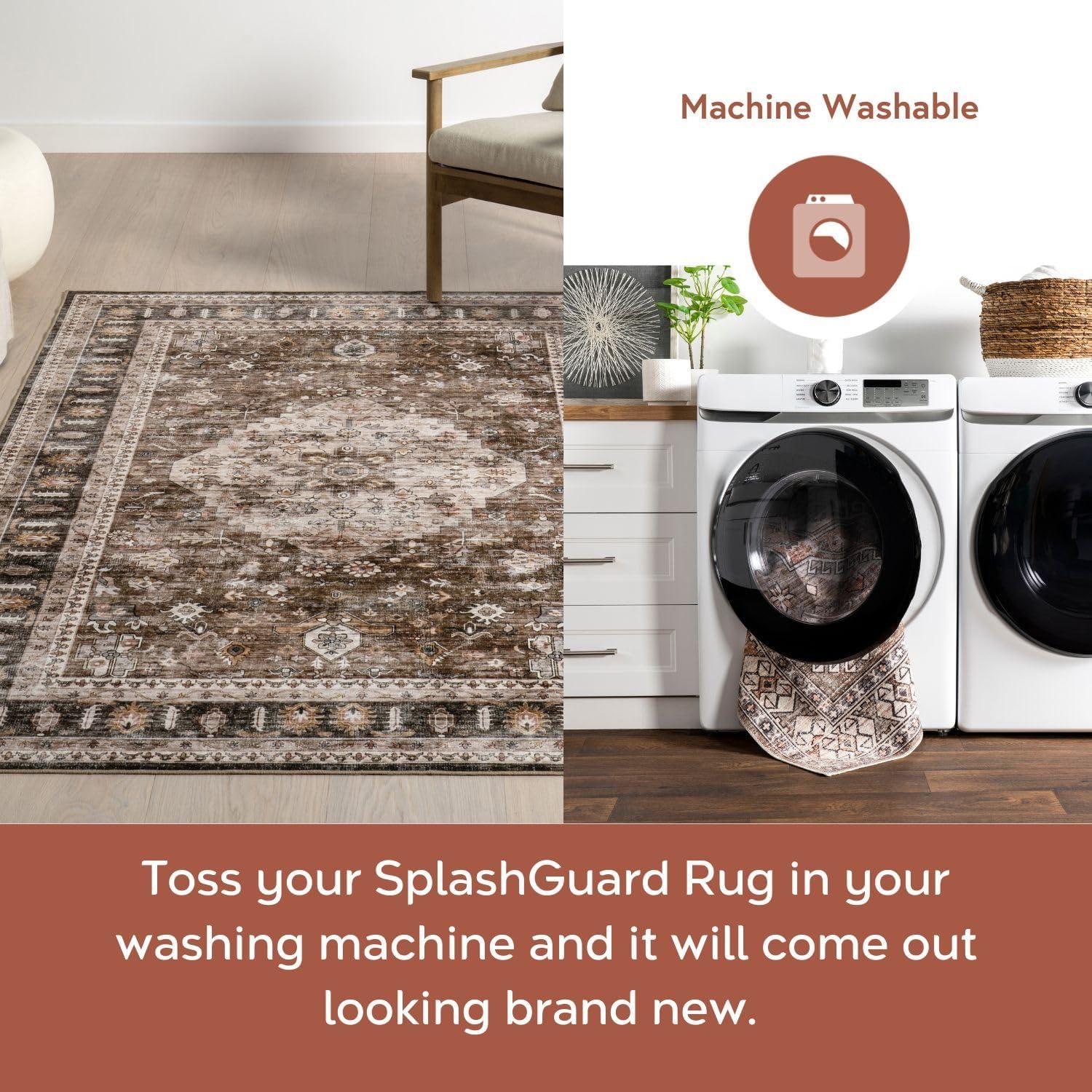Nuloom Davi Faded Spill Proof Machine Washable Indoor Area Rug, 5' x 8', Dark Brown