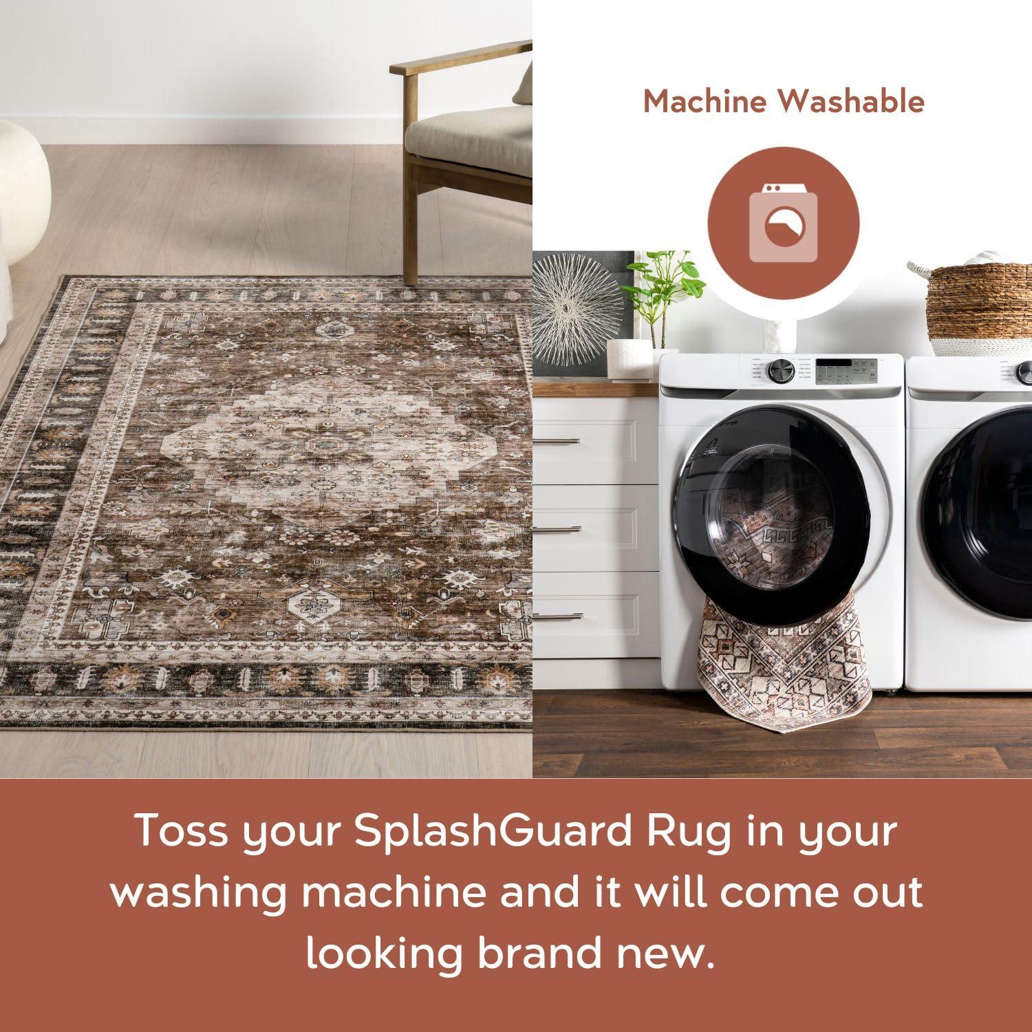 Nuloom Davi Faded Spill Proof Machine Washable Indoor Area Rug, 5' x 8', Dark Brown