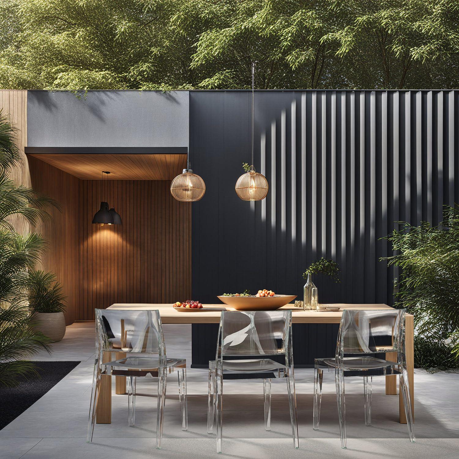 WRGHOME Palermo Modern Outdoor/Indoor Plastic Resin Stacking Patio Dining Chairs (Set of 2) - CLEAR