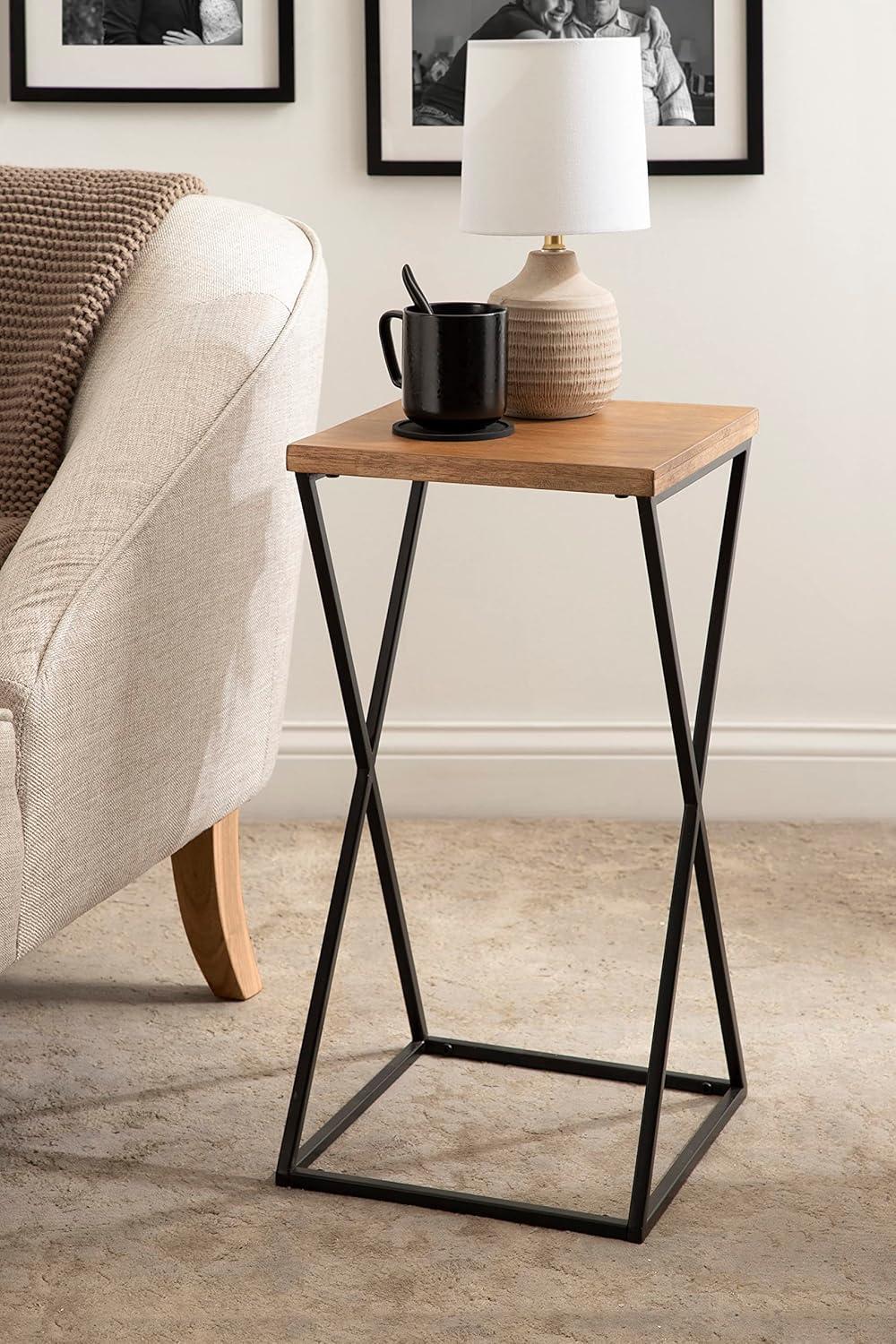 Kate and Laurel Elix Wood and Metal Table and Plant Stand