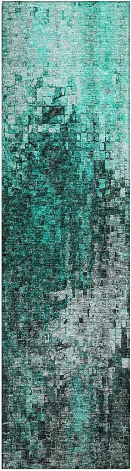 Teal Synthetic Flat Woven Non-slip Runner Rug 2'3" x 7'6"