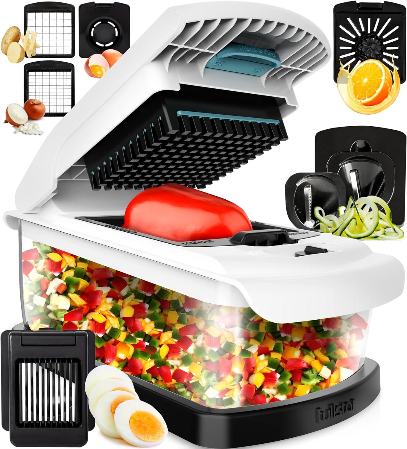 Fullstar - Vegetable Chopper, Food Chopper with Storage Container - 3 Blades, White