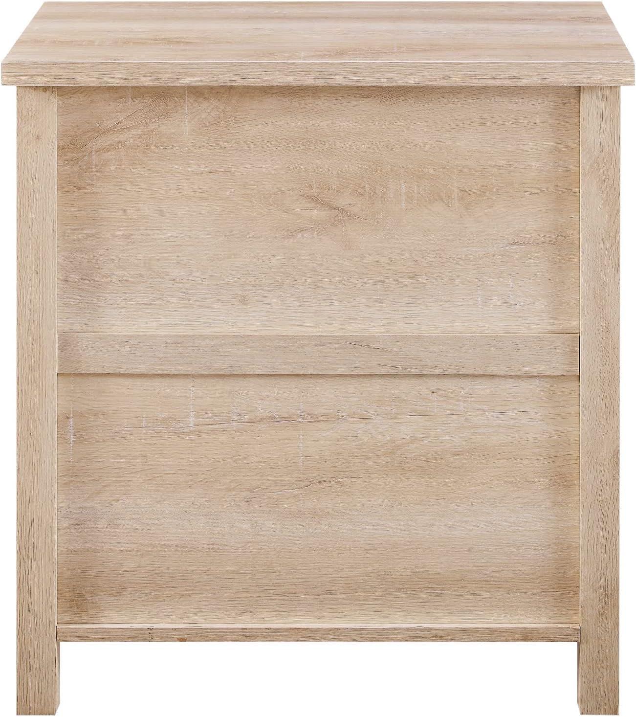 Odette 25" White Oak 3-Drawer Nightstand with Cup Handles