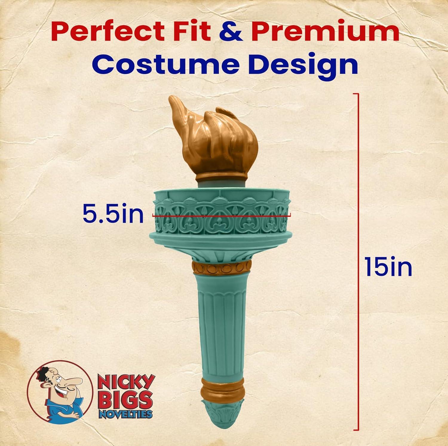 Nicky Bigs Novelties Unisex-Adult Deluxe Patriotic Lady Statue of Liberty Torch Handheld Prop Cosplay Halloween Costume Accessory
