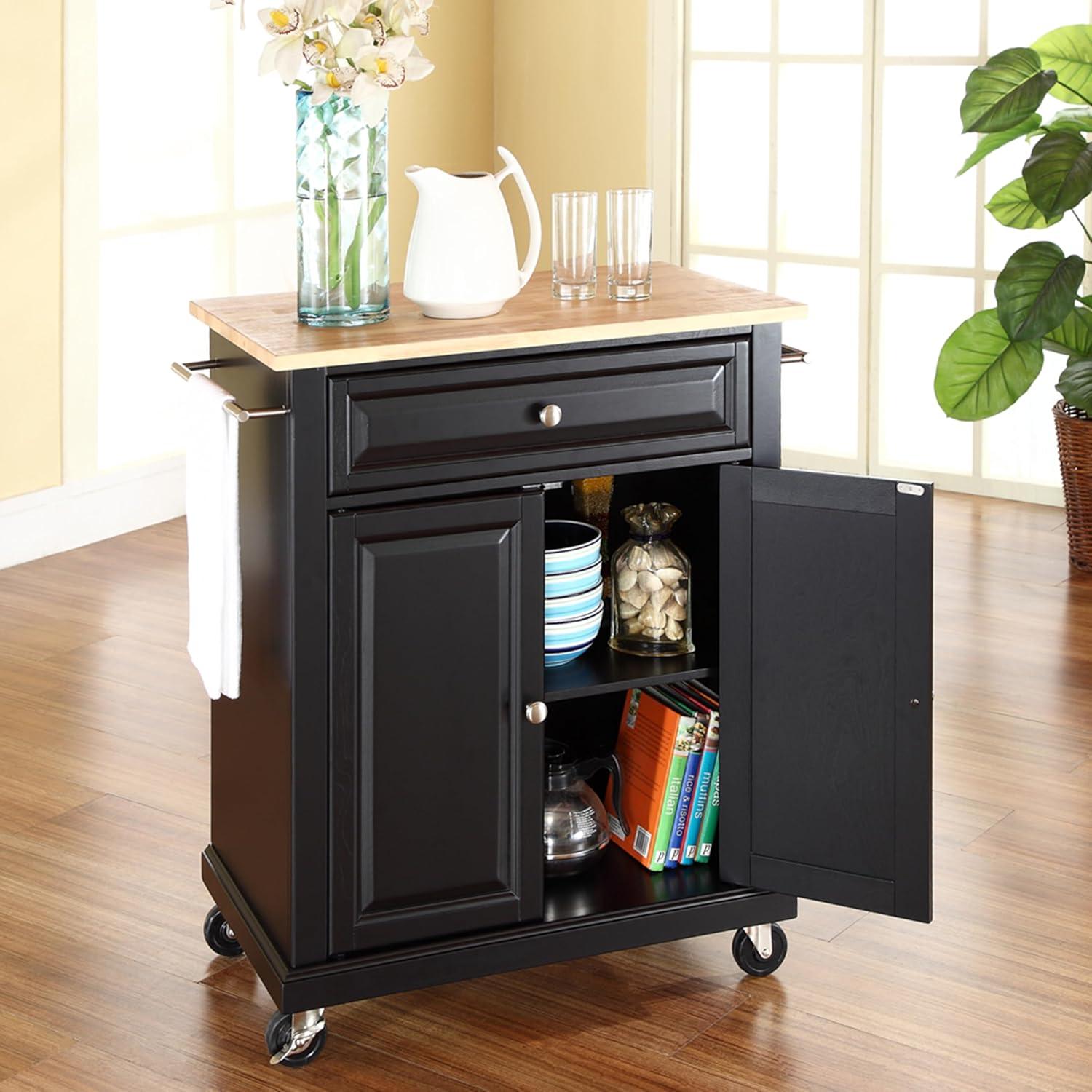 Compact Stainless Steel Top Kitchen Cart Mahogany - Crosley: Mobile Island with Storage & Towel Bars