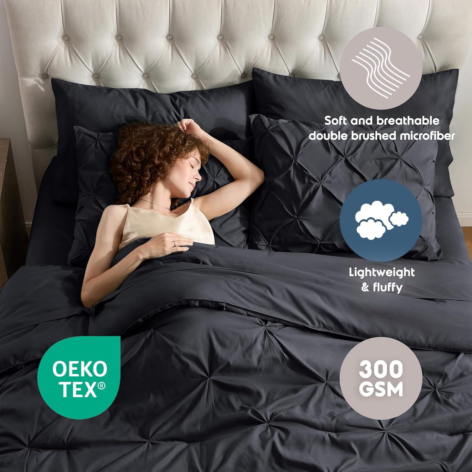 Nestl Bed-in-A-Bag Pleated Comforter Set with Bed Sheets