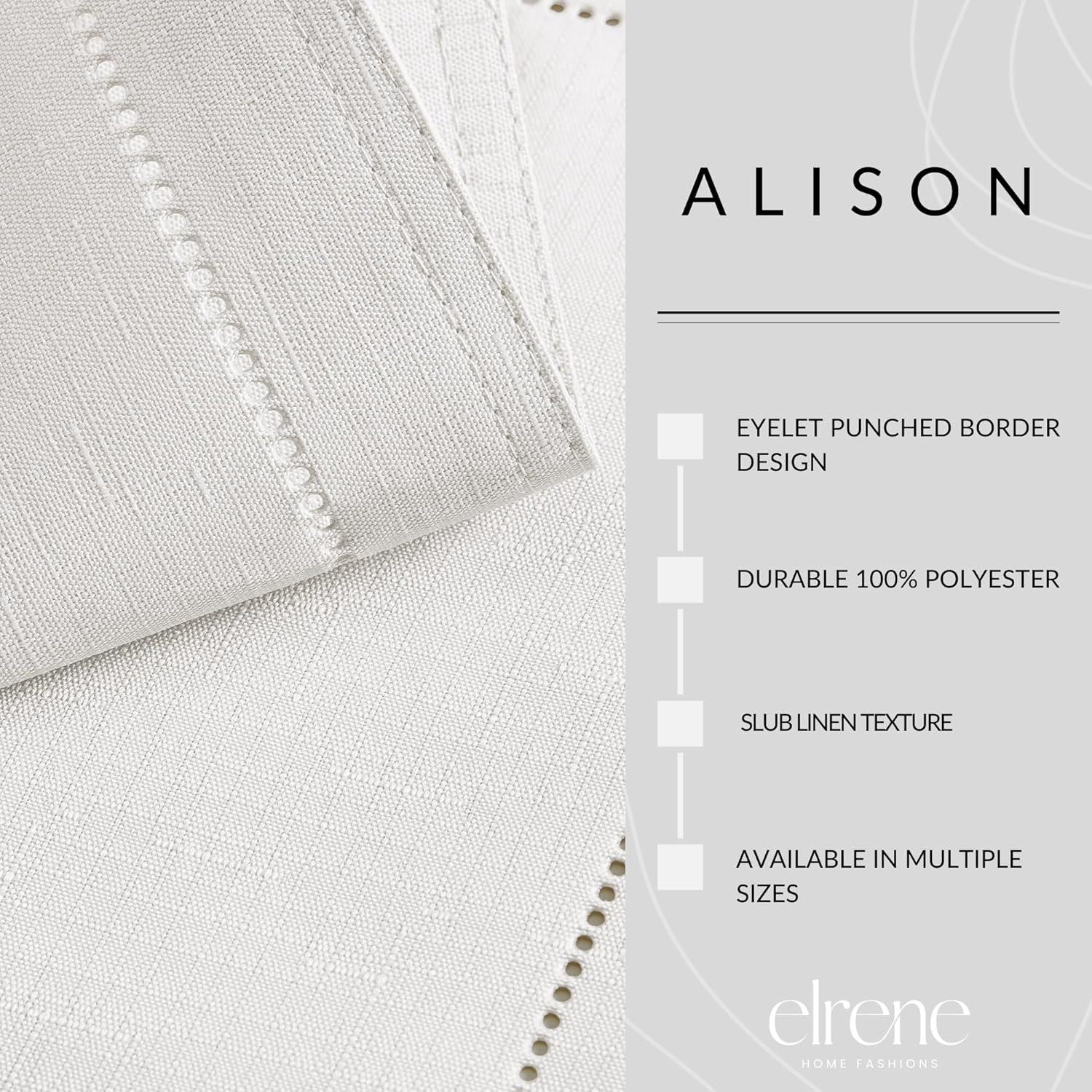 Elrene Alison Eyelet Punched Border Fabric Tablecloth - Elrene Home Fashions