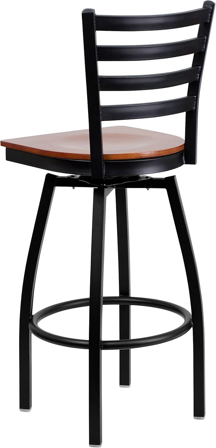 Flash Furniture Black Ladder Back Swivel Metal Barstool